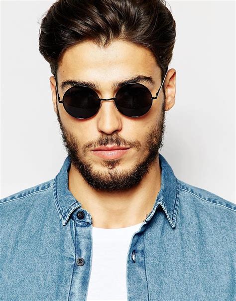 men's round black sunglasses